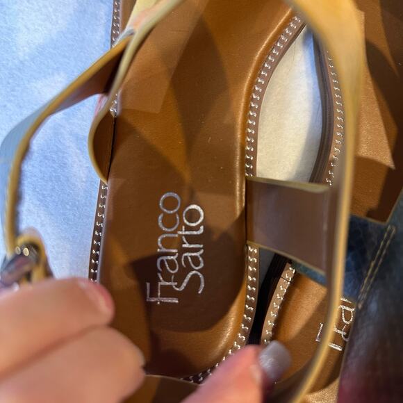 Franco Sarto Glenni Rainbow Multi Snake Print Faux Leather Sandals Size 7M - Picture 5 of 15